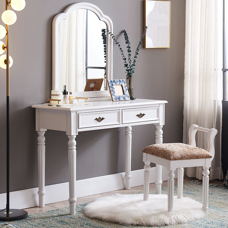 29,9 "hoher 2-DRAWER-Vanity Make-up-Tisch Set Victorian Wood Dresser in Weiß