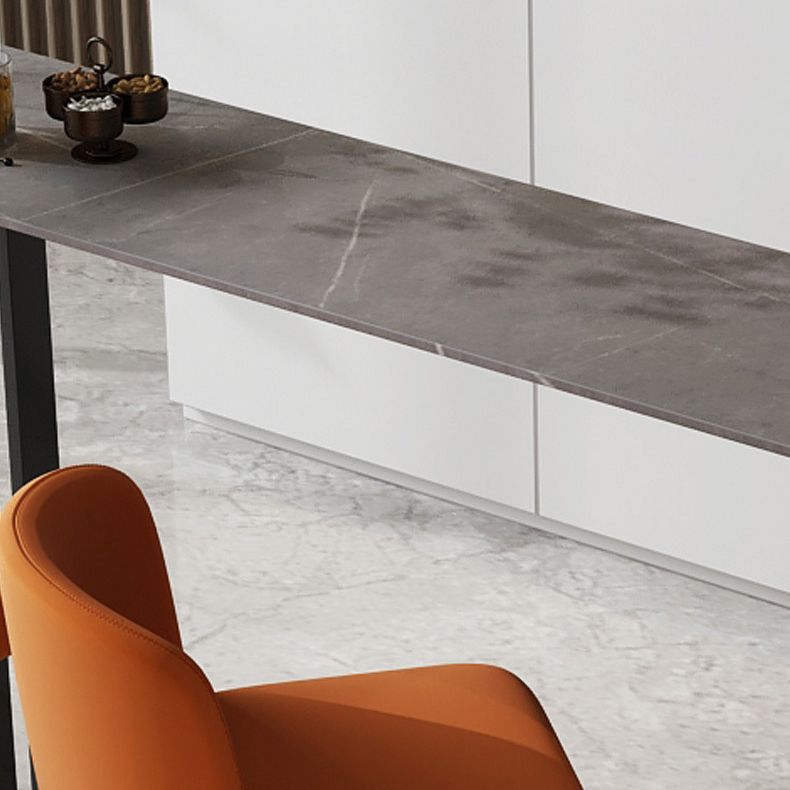 Modern Style Bar Table 42-inch Height Stone Top and Black Base Bistro Table Clearhalo 'Bar Furniture' 'Bar Tables' 'bar_tables' 'furn' 'furn_bar_tables' 'Furniture' 'furniture_bar_tables' 'Kitchen & Dining Furniture' 1200x1200_b95b03ad-a752-4dc5-a850-702d80a86acc