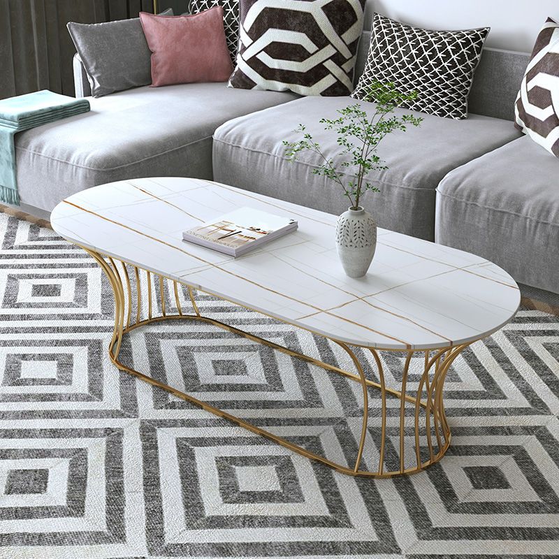 Glam 17,7 "H tavolino in ardesia ovale Tavolo da cocktail in metallo