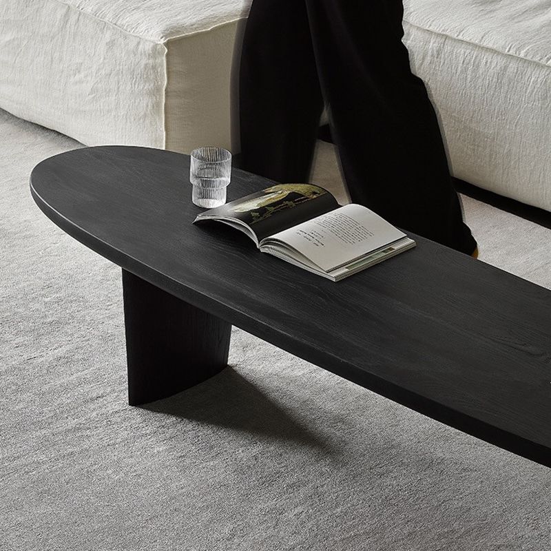 North European Oval Coffee Table Wood Cocktail Table in Black Clearhalo 'Coffee & Accent Tables' 'Coffee Tables' 'coffee_tables' 'furn' 'furn_coffee_tables' 'Furniture' 'Living Room Furniture' 1200x1200_b95bda5b-1740-4099-b8ae-61cb895ce7d7