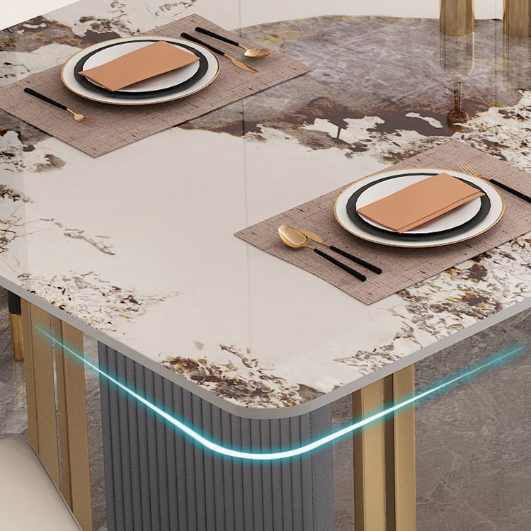 Table à manger de luxe traditionnelle table rectangle de pierre fritte avec cadre doré