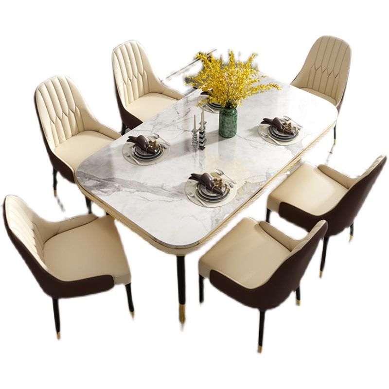 Luxury 1/2/5/7 Pieces Rectangle Dining Set Marble Dining Table with Leather Chairs Clearhalo 'Dining Room Sets' 'Dining Tables & Seating' 'dining_room_set' 'furn' 'furn_dining_room_set' 'Furniture' 'furniture_dining_room_set' 'Kitchen & Dining Furniture' 'kitchen&dining_furn' 'kitchen' 1200x1200_b95e572a-52b0-41e9-b332-6c23fd922d0a