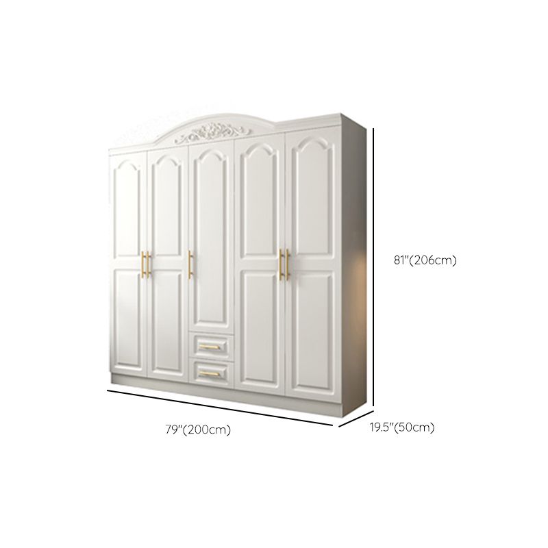 Engineered Wood Wardrobe Cabinet with Drawer White Wardrobe Closet Clearhalo 'Armoires & Wardrobes' 'armoires_wardrobes' 'Bedroom Furniture' 'furn' 'furn_armoires_wardrobes' 'Furniture' 1200x1200_b95ecfcc-292e-4a75-aaec-480831c30982