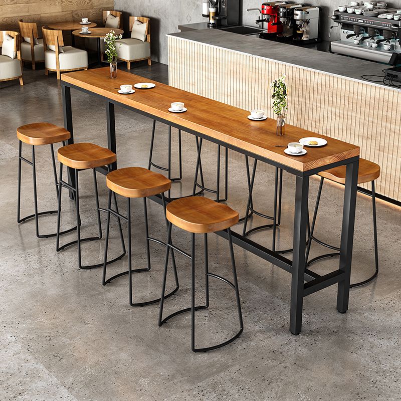 Tavolo da bar in legno in legno marrone chiaro tavolo da pub in metallo industriale