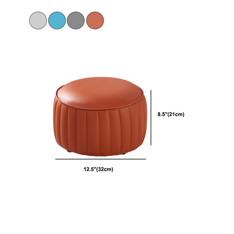 Modern Round Ottoman Pouf Genuine Leather Solid Water Resistant Ottoman for Children Clearhalo 'furn' 'furn_ottomans_poufs' 'Furniture' 'Living Room Furniture' 'Ottomans & Poufs' 'ottomans_poufs' 1200x1200_b96304a7-d301-4a79-be45-b32b5bfaa02f