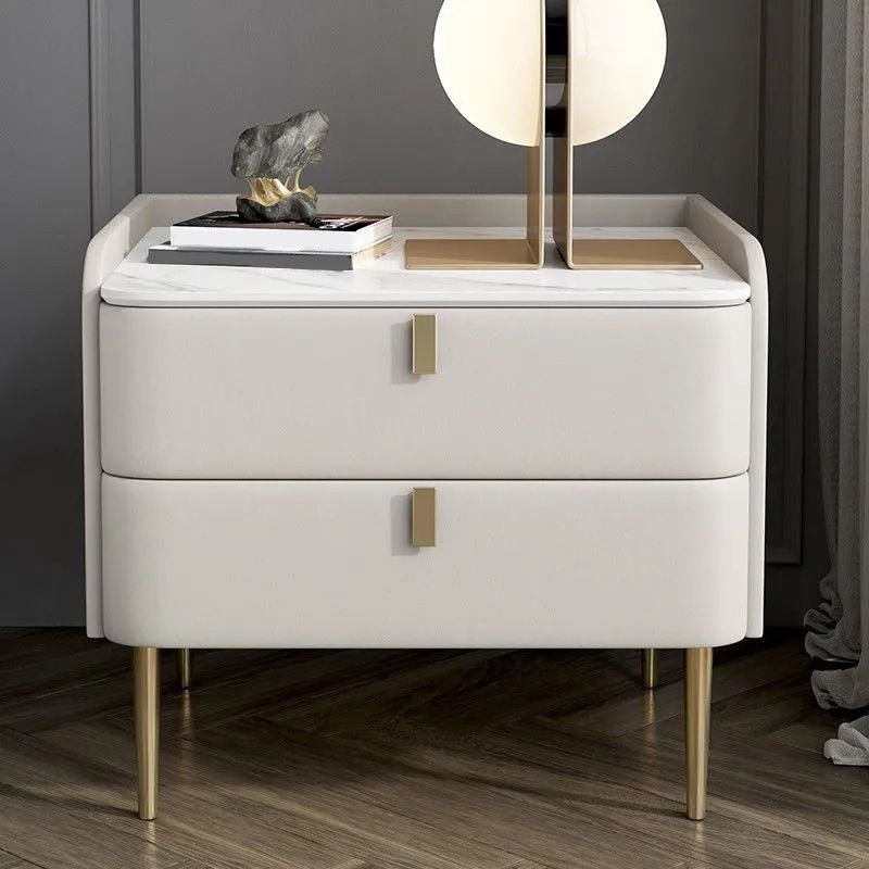 2 laden Glam Accent Table nachtkastje Antiek afwerking Nachtstand