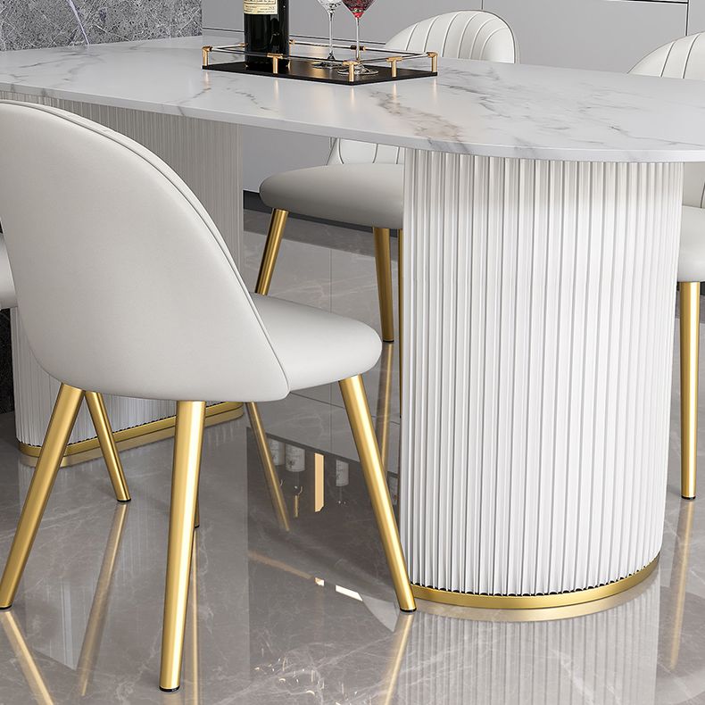 Contemporary Style Sintered Stone Dining Table Freeform Shape Table with Double Pedestal Base Clearhalo ' dining_table' 'Dining Tables & Seating' 'Dining Tables' 'furn' 'furn_dining_table' 'Furniture' 'furniture_dining_table' 'Kitchen & Dining Furniture' 'kitchen&dining_furn' 'kitchen' 'kitchen_dining_table' 1200x1200_b965eb23-498f-47ff-b579-8882aa75201b