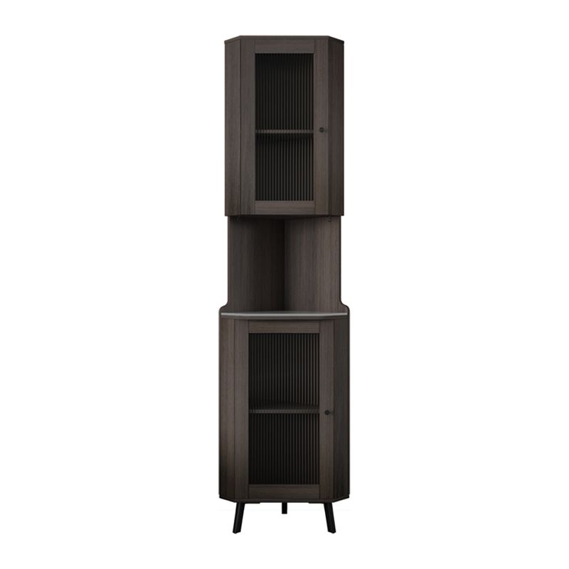Modern Stone Buffet Sideboard 81"H Glass Doors Dining Room Buffet Server Clearhalo 'buffet_sideboard' 'Buffets & Sideboards' 'furn' 'furn_buffet_sideboard' 'Furniture' 'Kitchen & Dining Furniture' 1200x1200_b9680641-1b01-4b3c-a5ee-8f494f056395