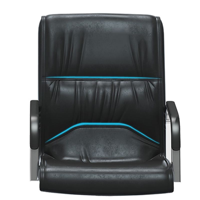 Sedia da ufficio a bracci fissi moderni in pelle senza ruote sedia da scrivania ergonomica