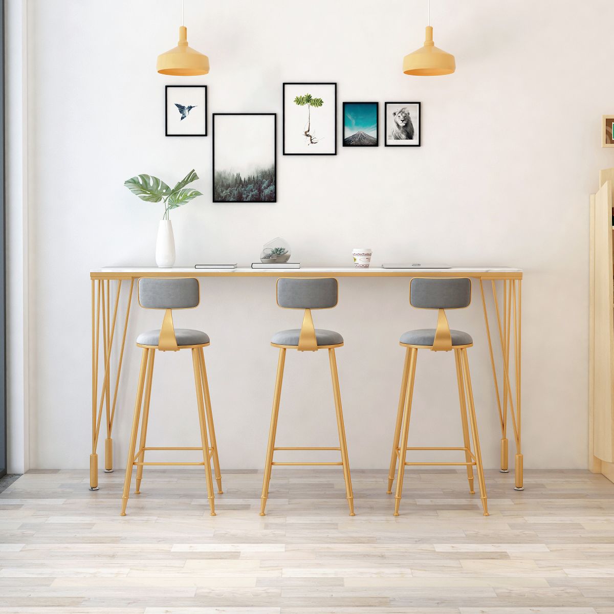 Glam Style Bar Table 42-inch Height Gold 4 Legs Bistro Table for Living Room Clearhalo 'Bar Furniture' 'Bar Tables' 'bar_tables' 'furn' 'furn_bar_tables' 'Furniture' 'furniture_bar_tables' 'Kitchen & Dining Furniture' 1200x1200_b96bba90-11dc-4ffe-899f-f5a93bb4f533