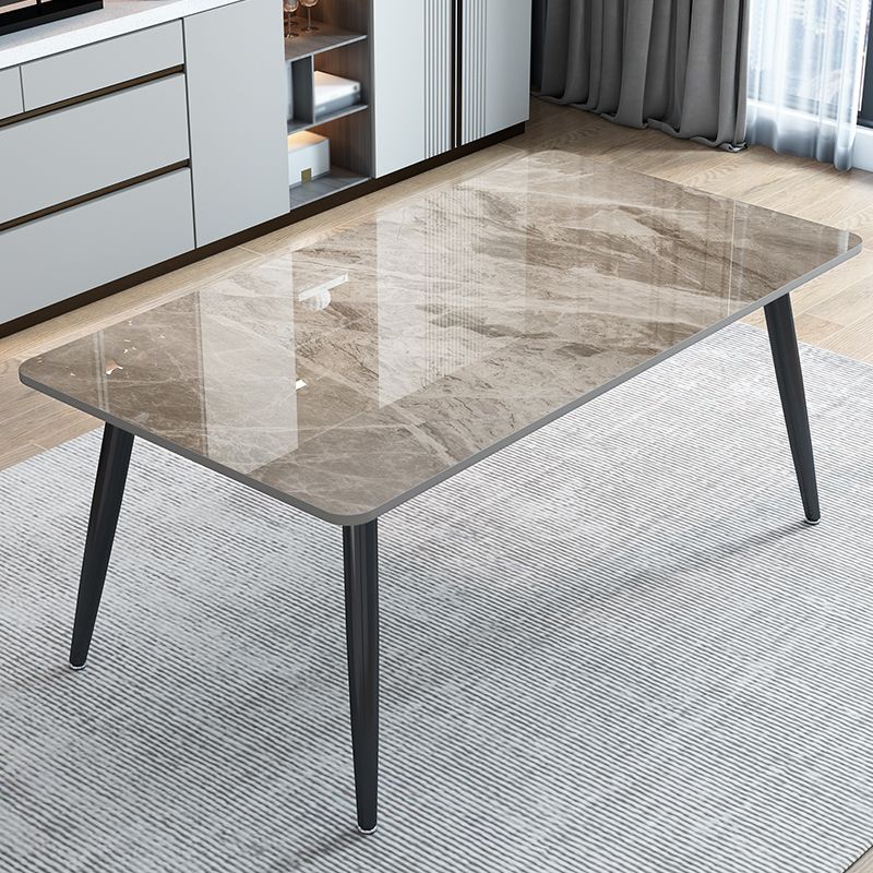 Stone Rectangle Dining Table Modern Metal Black Frame Tripod Dining Table Clearhalo ' dining_table' 'Dining Tables & Seating' 'Dining Tables' 'furn' 'furn_dining_table' 'Furniture' 'furniture_dining_table' 'Kitchen & Dining Furniture' 'kitchen&dining_furn' 'kitchen' 'kitchen_dining_table' 1200x1200_b96c014f-dc54-481d-a33f-3a67d67e03b0