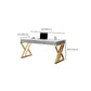 Glam Style Stone Writing Desk Rectangle Metal Office Desk voor kantoor