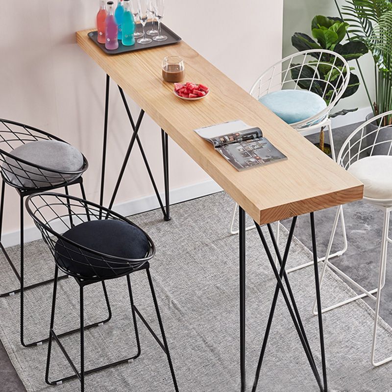 Mesa moderna con altura de barra, mesa de pub tipo bistró con tapa de madera maciza y cuatro patas
