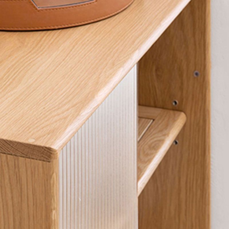 Natural Solid Wood Grooves Glass Paned Living Room Accent Cabinet with Shelves Clearhalo 'Cabinets & Chests' 'cabinets_chests' 'furn' 'furn_cabinets_chests' 'Furniture' 'Living Room Furniture' 1200x1200_b96e11f8-3c2b-4575-af39-98fd2ce248d1