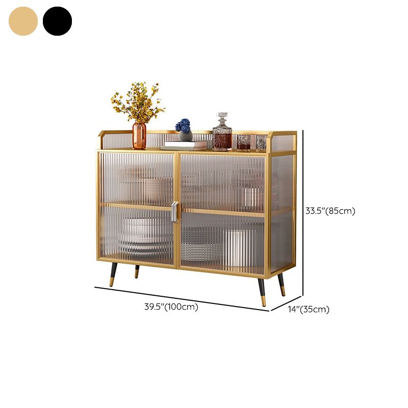 Glam Metal Curio Curio Porte di vetro Visualizza mobile per soggiorno per soggiorno