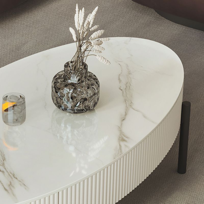 Glam 4 gambe tavolo da cocktail caffè in ardesia con cassetti