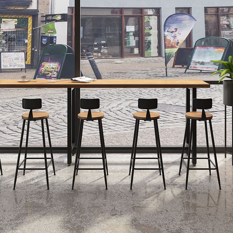 Pine Wood Bar Dining Table Industrial Bar Table with Trestle Base in Black Clearhalo 'Bar Furniture' 'Bar Tables' 'bar_tables' 'furn' 'furn_bar_tables' 'Furniture' 'furniture_bar_tables' 'Kitchen & Dining Furniture' 1200x1200_b97188c6-eb7d-4ae3-8b0e-0e7d7b72fe7e
