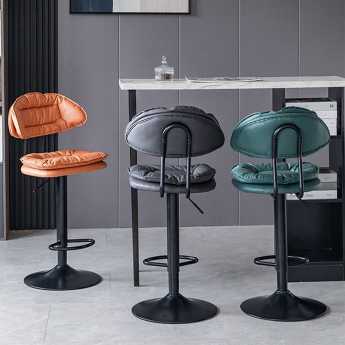 Industrial Metal Adjustable Swivel Barstool Patio Bar Stool with Cushion