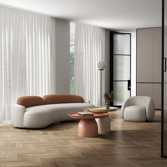 Contemporary Faux Leather Tight Back Sofa with Tuxedo Arm in White