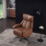 Genuine Leather Recliner Chair Solid Color Swivel Base Standard Recliner