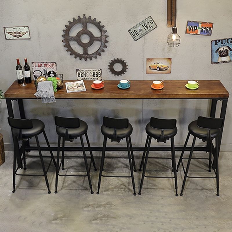 Coffee Shop Rectangle Wood Top Counter Table Iron Base Industrial Bar Table Clearhalo 'Bar Furniture' 'Bar Tables' 'bar_tables' 'furn' 'furn_bar_tables' 'Furniture' 'furniture_bar_tables' 'Kitchen & Dining Furniture' 1200x1200_b9777962-e83f-42c0-b857-90a06f7d1c60