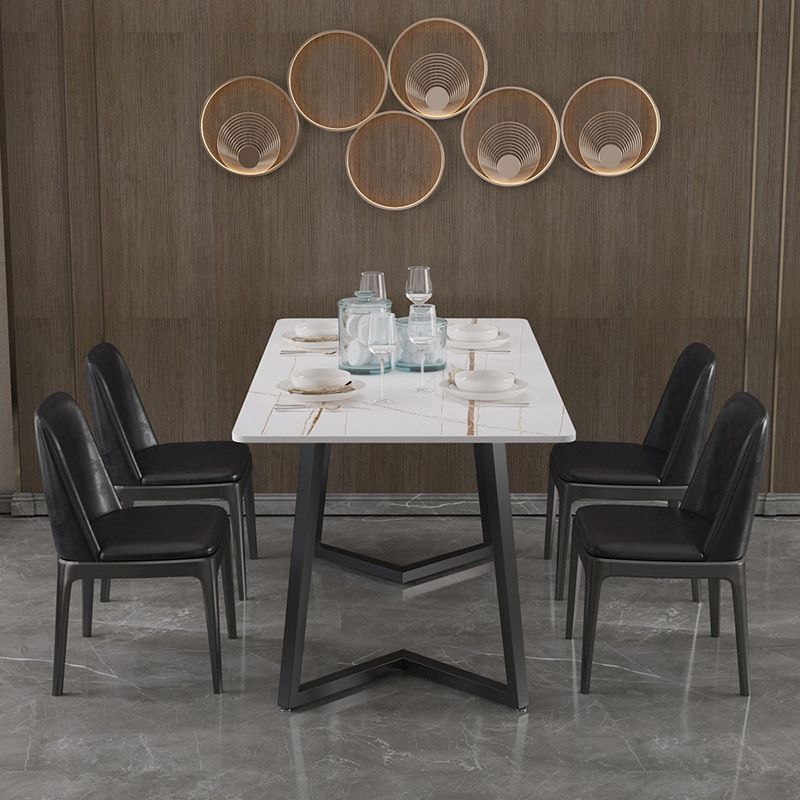 Gepolijste afwerking Dinette set met zwarte stoelen 1/4/5/7 stuks glamour eettafel set