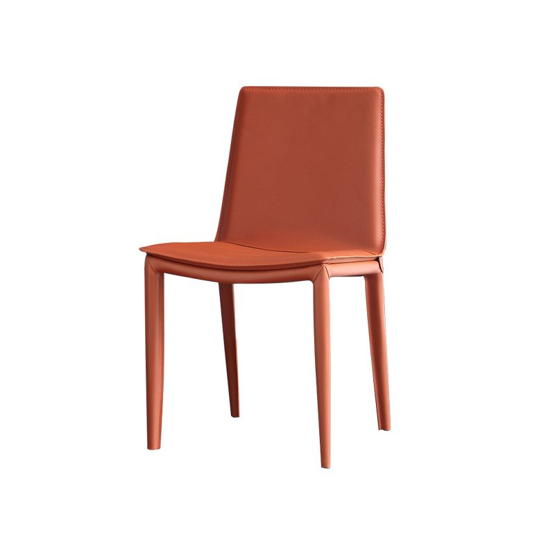 Contemporary Leather Dining Chair Armless Metal Side Chair for Home Use