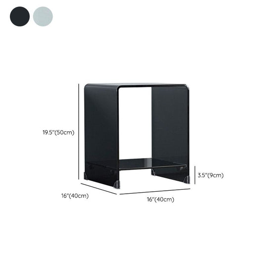 Modern Sled Corner Table Square Glass Side End Table for Living Room