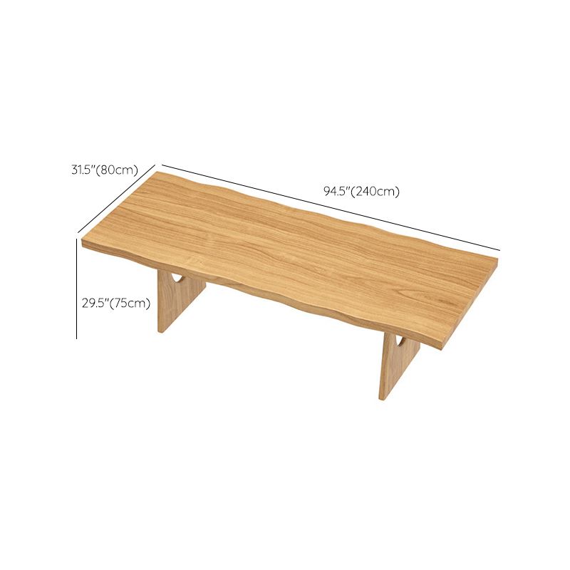 Glam Style Dining Wooden Table Rectangle Table with Wooden Legs for Home Use