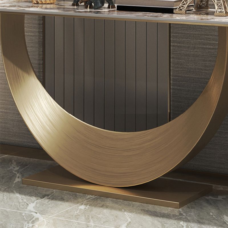 長方形の形状現代コンソールテーブルゴールドストーンコンソールソファテーブル用ホール