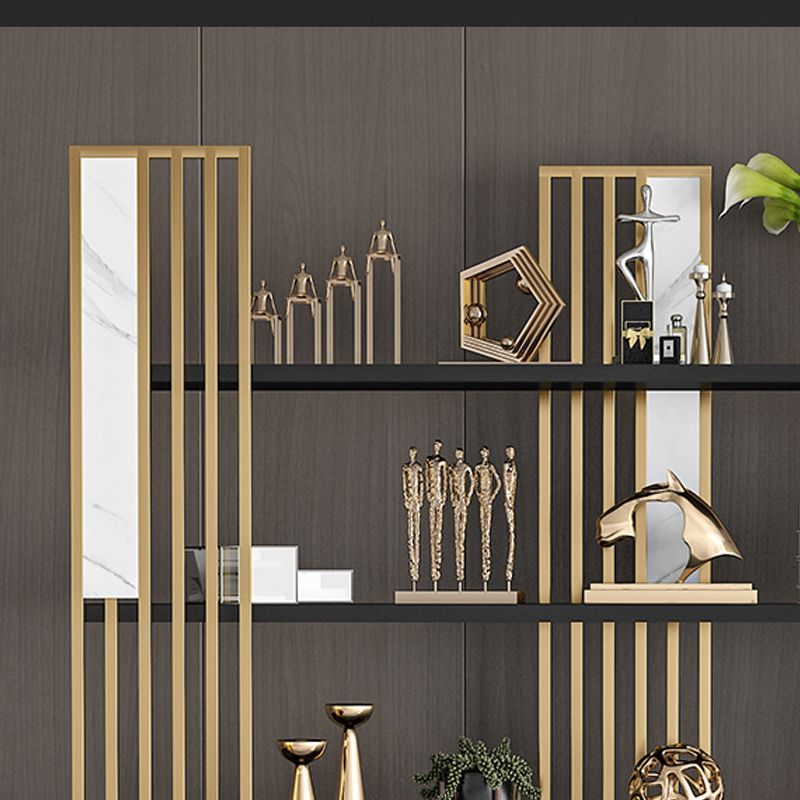 12 "W Open opslag boekenkast goud metalen frame boekenplank met planken