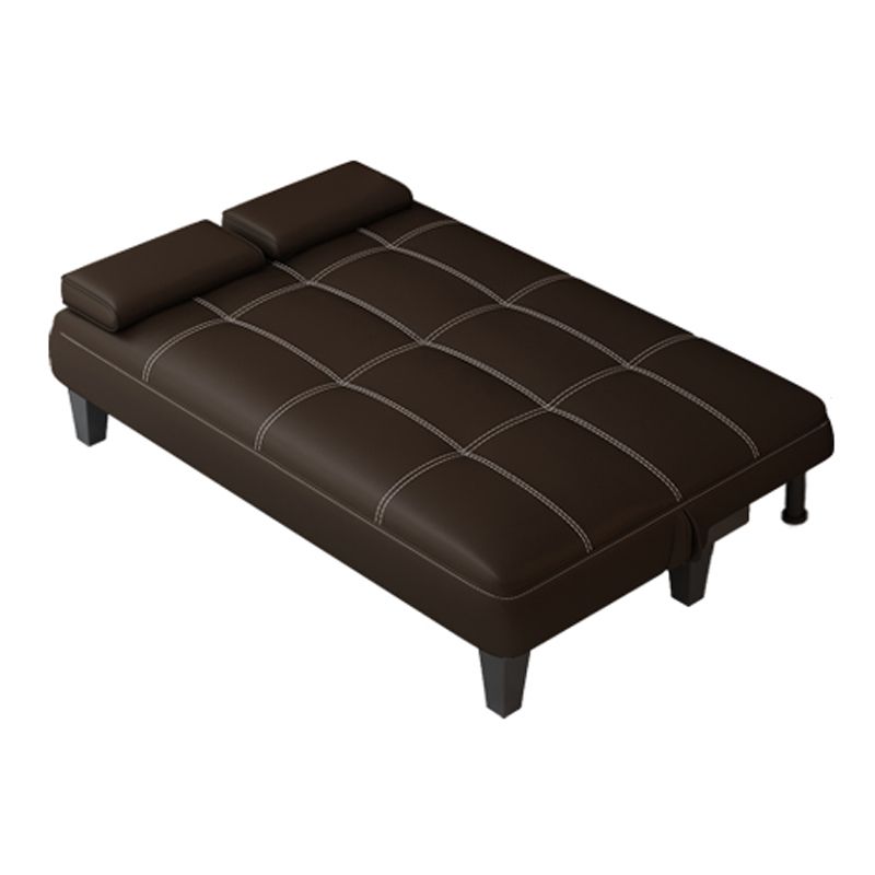 Faux Leather Pillow Top Arms /Armless Sleeper Sofa Bed Biscuit Back Convertible Sofas Clearhalo 'furn' 'furn_futons' 'Furniture' 'Futons & Daybeds' 'Futons' 'Living Room Furniture' 1200x1200_b984b502-1715-4b14-8c3d-a64941e6673e