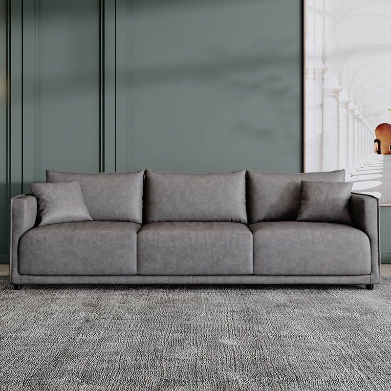 Contemporary Faux Leather Sofa with 3 Pillows Back for 3 People