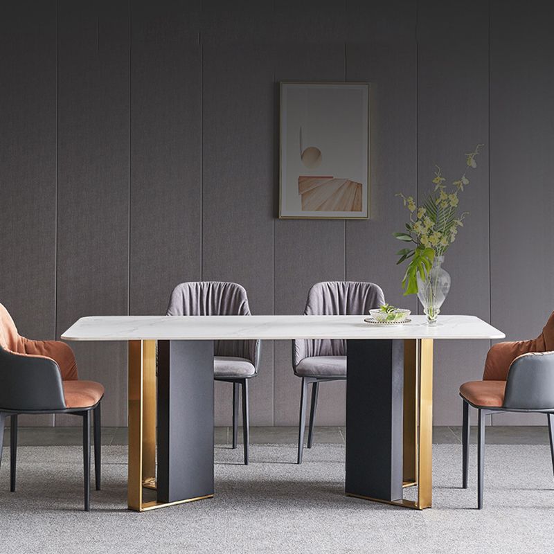 Glam Sintered Stone Dining Set Rectangle 1/4/5/7 Pieces Dining Set Clearhalo 'Dining Room Sets' 'Dining Tables & Seating' 'dining_room_set' 'furn' 'furn_dining_room_set' 'Furniture' 'Kitchen & Dining Furniture' 1200x1200_b984de65-3130-4ac2-a569-02c4aac7053f