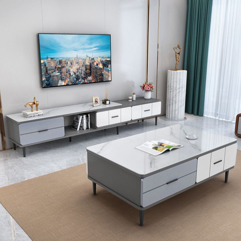 Glass TV Stand Console Contemporary Media Console with Drawers Clearhalo 'furn' 'furn_tv_stands_entertainment_centers' 'Furniture' 'Living Room Furniture' 'TV Stands & Entertainment Centers' 'TV Stands & Media Storage Furniture' 'tv_stands_entertainment_centers' 1200x1200_b9853c8f-9c06-4be1-a905-026b7d0a1f82
