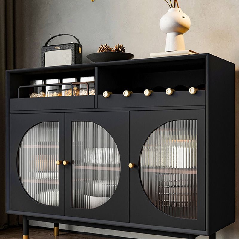 Schwarzes Sideboard aus Holz mit Tür, modernes, minimalistisches Wohnzimmer-Buffet-Sideboard