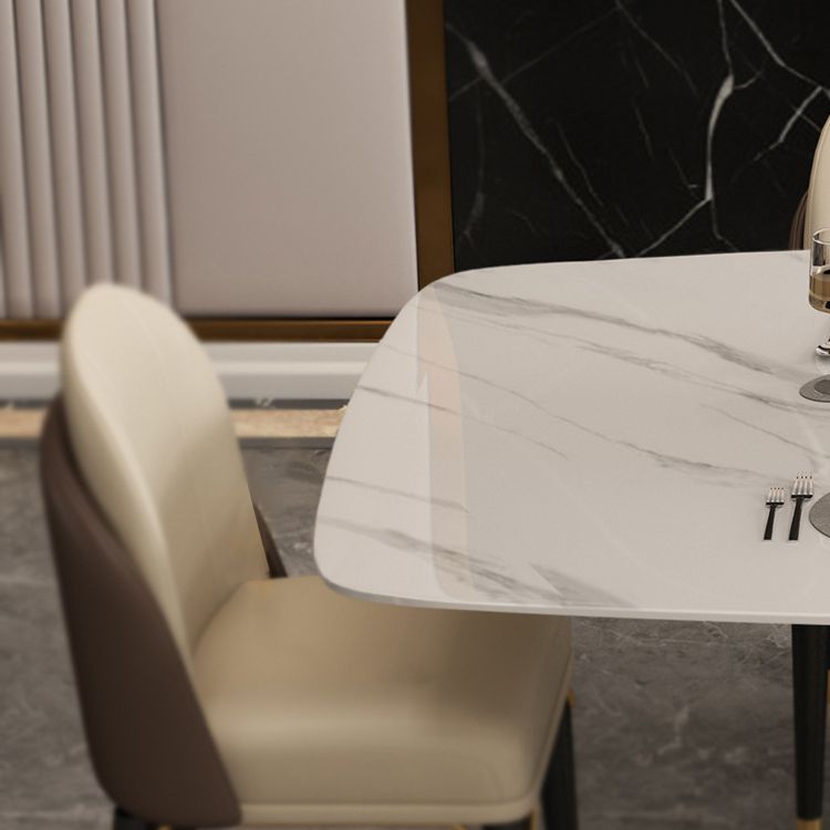 Rectangle Traditional Luxury Dining Table White Sintered Stone Table with Gold Pedestal Base Clearhalo ' dining_table' 'Dining Tables & Seating' 'Dining Tables' 'furn' 'furn_dining_table' 'Furniture' 'furniture_dining_table' 'Kitchen & Dining Furniture' 'kitchen&dining_furn' 'kitchen' 'kitchen_dining_table' 1200x1200_b9856070-d503-4402-b71e-96213f7e8e8b