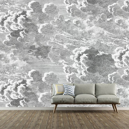 Minimalist Cloud Wall Mural in Grey Living Room Wall Covering, Personalized Size Available custom Clearhalo 'Modern' 'Wall Decor' 'Wall Mural' 'wall_mural_modern' wall_mural 1200x1200_b9858cf7-820a-49fe-8773-7df796d66276