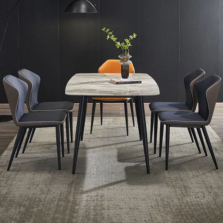 Metal Contemporary Rectangular Dining Table Sintered Stone Table with 4 Metal Legs Clearhalo ' dining_table' 'Dining Tables & Seating' 'Dining Tables' 'furn' 'furn_dining_table' 'Furniture' 'furniture_dining_table' 'Kitchen & Dining Furniture' 'kitchen&dining_furn' 'kitchen' 'kitchen_dining_table' 1200x1200_b98670e7-18c1-40a4-ac2e-65101d497445