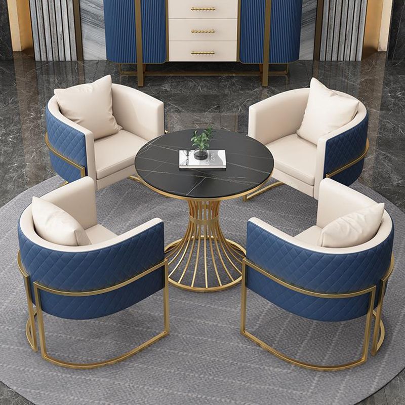 Matte Finish Stone Top Dinette Table for Home Traditional Luxury Round Dining Table Clearhalo 'Dining Tables & Seating' 'Dining Tables' 'dining_table' 'furn' 'furn_dining_table' 'Furniture' 'Kitchen & Dining Furniture' 1200x1200_b9872bd6-67c9-4555-a539-f2e62be62d55