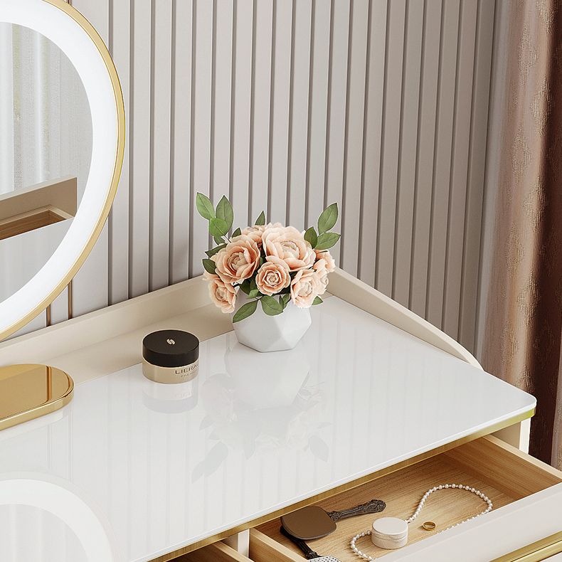 Tavolo da toeletta da top in pietra contemporanea con 2 cassetti e base acrilica