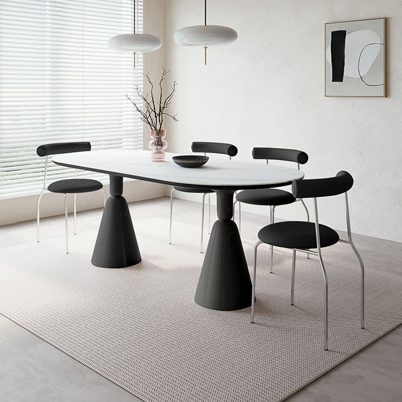 Keuken 1/2/5/7 pc's dinette set met ovale eettafel en zwarte stoelen