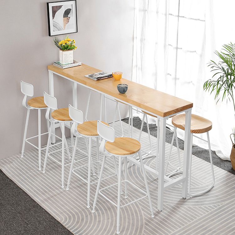 Industrial Rectangle Solid Wood Bar Table Set 1/5/9 Pieces Counter Table with High Stools Clearhalo 'Bar Furniture' 'furn' 'furn_home_bar_bar_sets' 'Furniture' 'Home Bars & Bar Sets' 'home_bar_bar_sets' 'Kitchen & Dining Furniture' 1200x1200_b98ae22a-ded9-47d2-9089-967c2a3b4c14