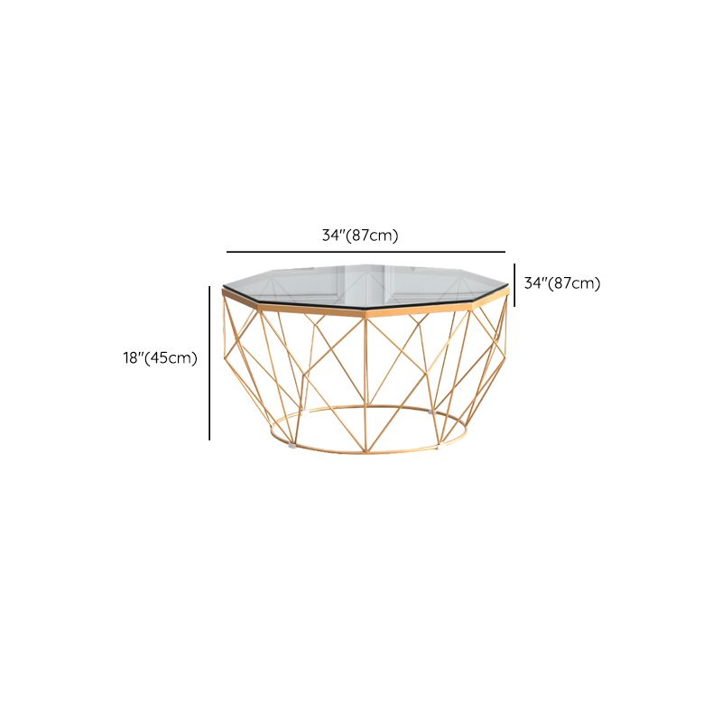 Table basse octogonale en verre moderniste 17,7" H table de cocktail simple avec cadre en fer