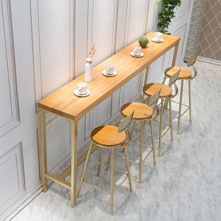 Mesa de bar rectangular estilo Glam, mesa de comedor de barra fija de madera maciza para interiores