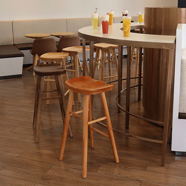 Modern Armless Backless Counter Stool Pine Wood Cafe Bar Stool with Wooden Seat Clearhalo 'Bar Furniture' 'Bar Stools' 'bar_stools' 'furn' 'furn_bar_stools' 'Furniture' 'furniture_bar_stools' 'Kitchen & Dining Furniture' 1200x1200_b98d2b67-3322-431a-9861-cd9d85f32958