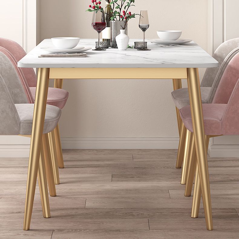 グラムダイニングルームセット1/4/5/7 PCS長方形のダイニングテーブル布張りの椅子付き