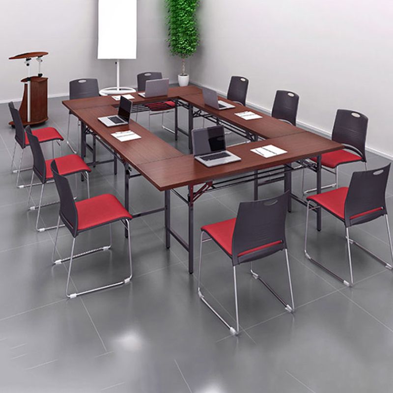 Lumbar Support Conference Chair Silver Steel Frame Armless Chair