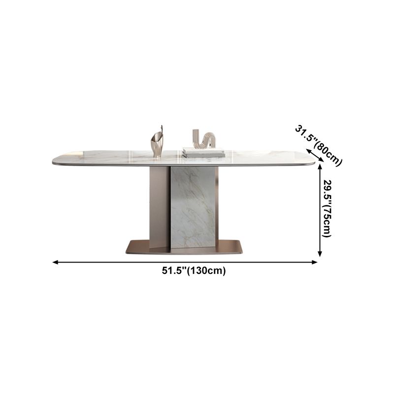 Luxury Sintered Stone Top Dining Table Rectangle Table with Metal Pedestal in Rose Gold Clearhalo ' dining_table' 'Dining Tables & Seating' 'Dining Tables' 'furn' 'furn_dining_table' 'Furniture' 'furniture_dining_table' 'Kitchen & Dining Furniture' 'kitchen&dining_furn' 'kitchen' 'kitchen_dining_table' 1200x1200_b99256d1-580a-4c8f-8cd4-b7bc80339d6e