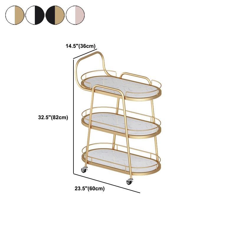 Tabella di preparazione in metallo ovale contemporaneo 32.28 "H tavolo da preparazione a rotolamento
